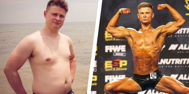 Después de años de malos hábitos, cambió la dieta, perdió 27 kg y se convirtió en culturista 17